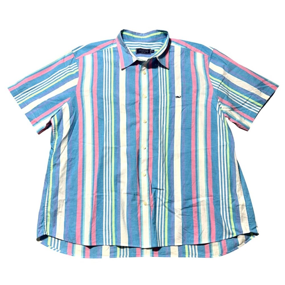 Vineyard Vines Men's Sz XXL Striped Short Sleeve Button-Down Multicolor Shirt